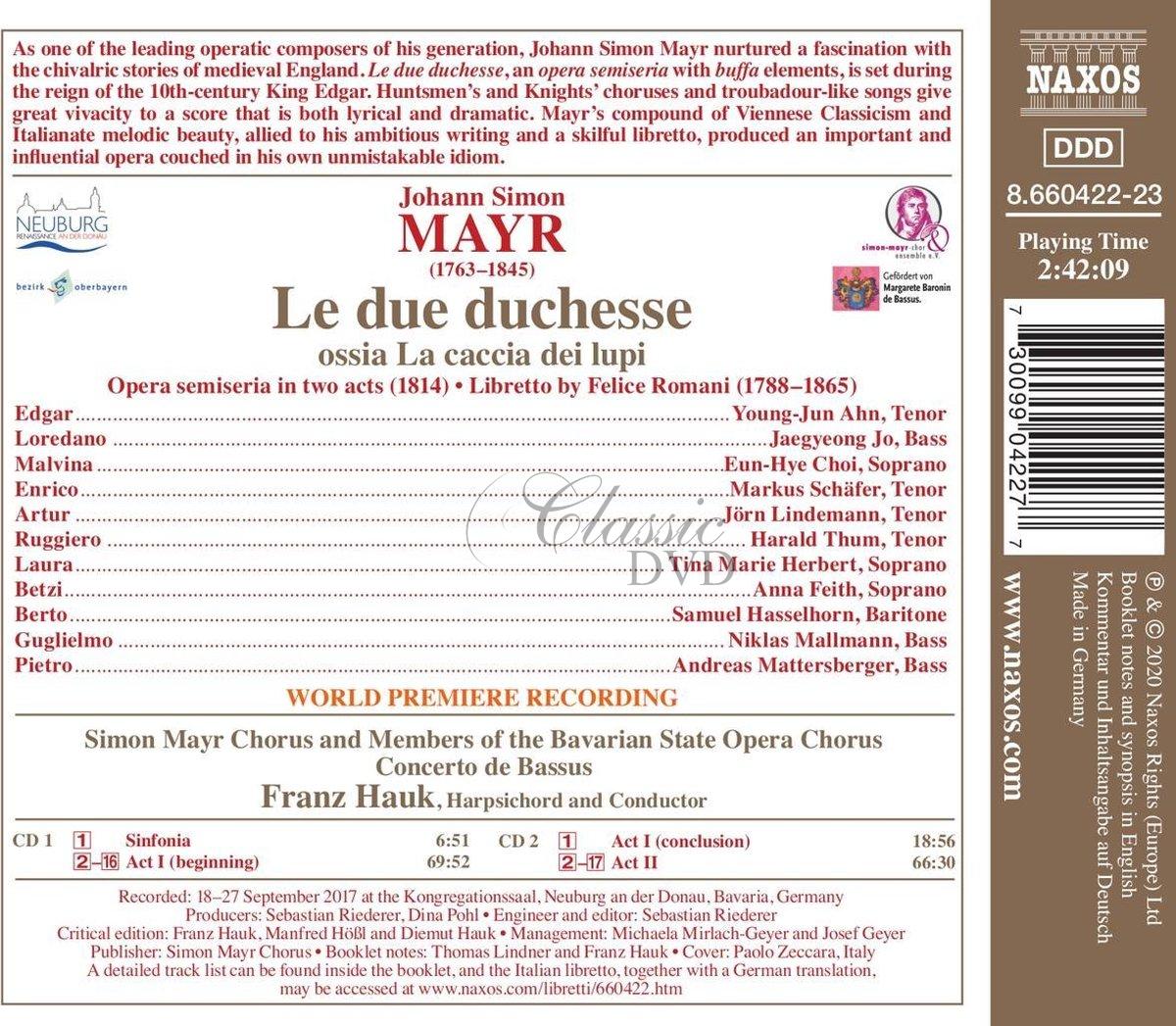 MAYR, J.S.: Le due duchesse – Opera (2CD)