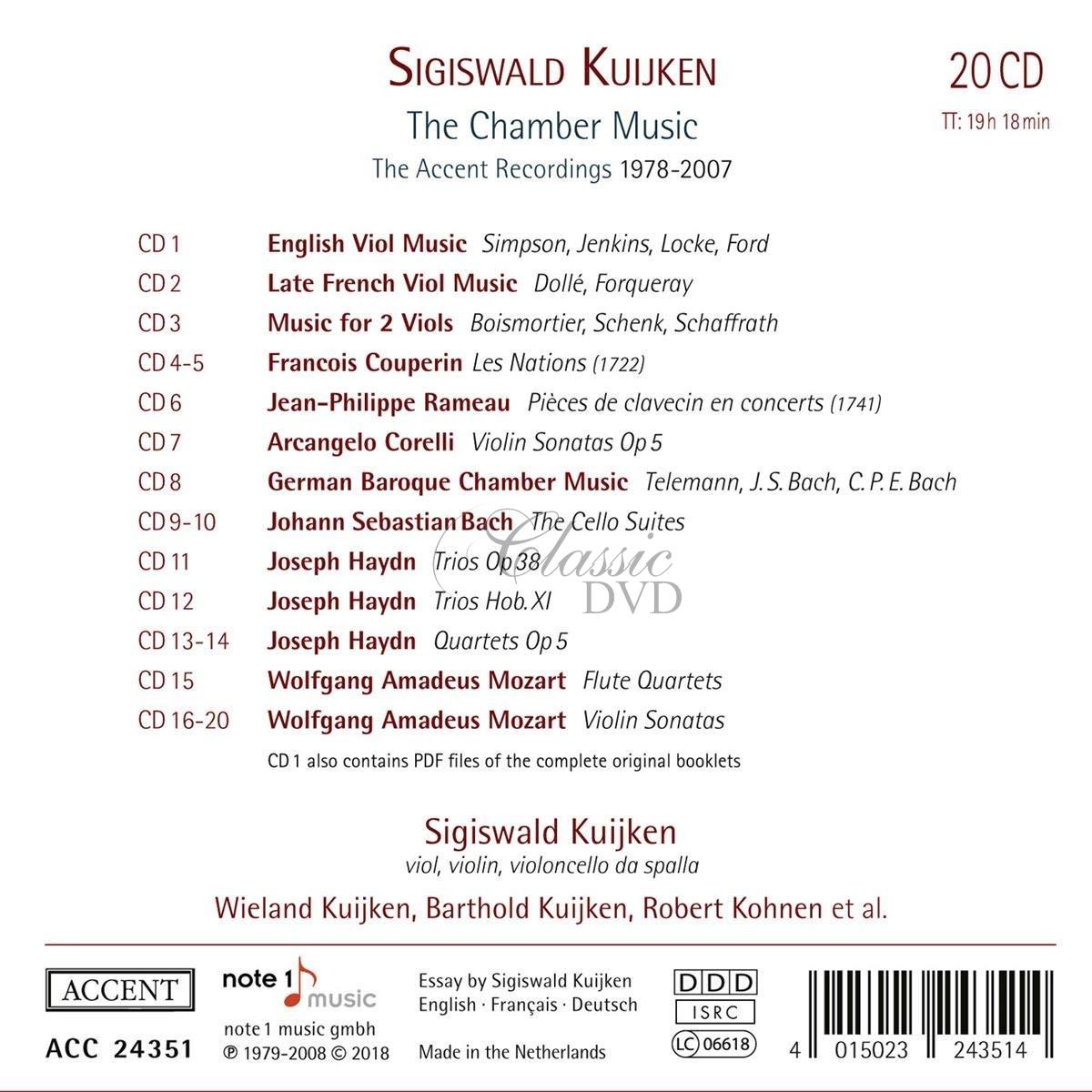 Sigiswald Kuijken - The Chamber Music - The ACCENT Recordings 1978-2007 (20CD)
