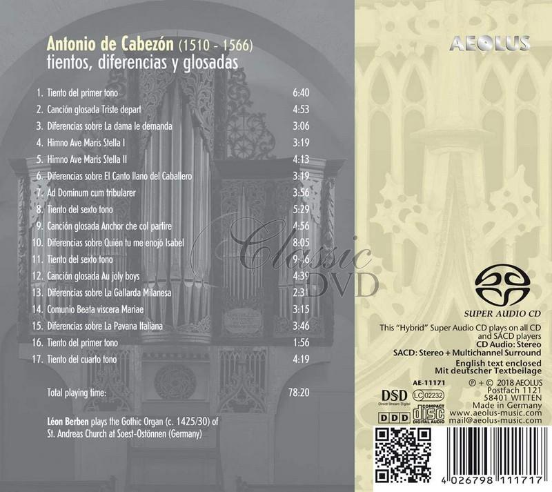 Antonio De Cabezon: Tientos, Diferencias Y Glosadas. Leon Berben (SACD)