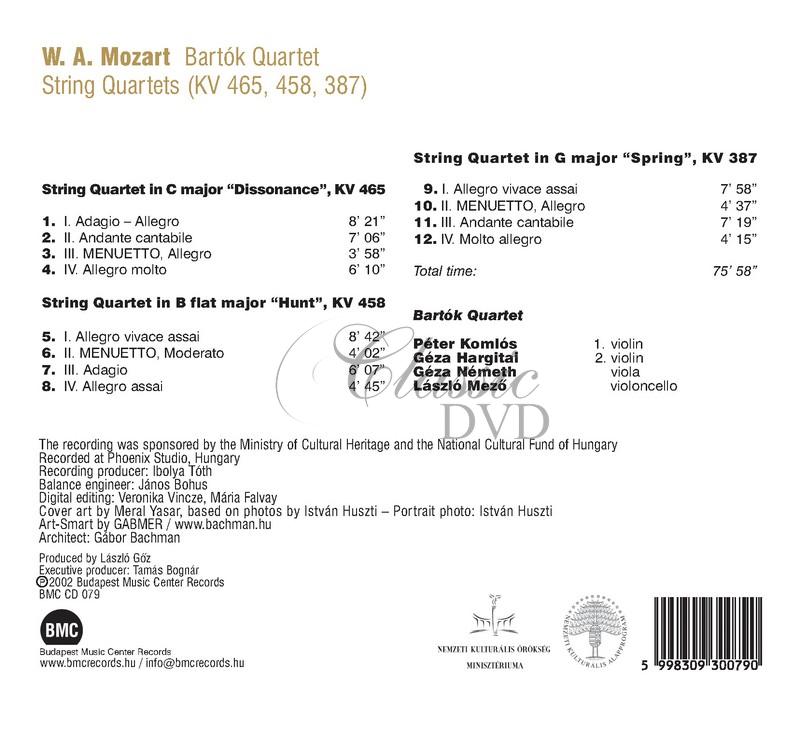 Bartok Quartet  - W.A. Mozart - String Quartets (KV 465, 458, 387) (CD)