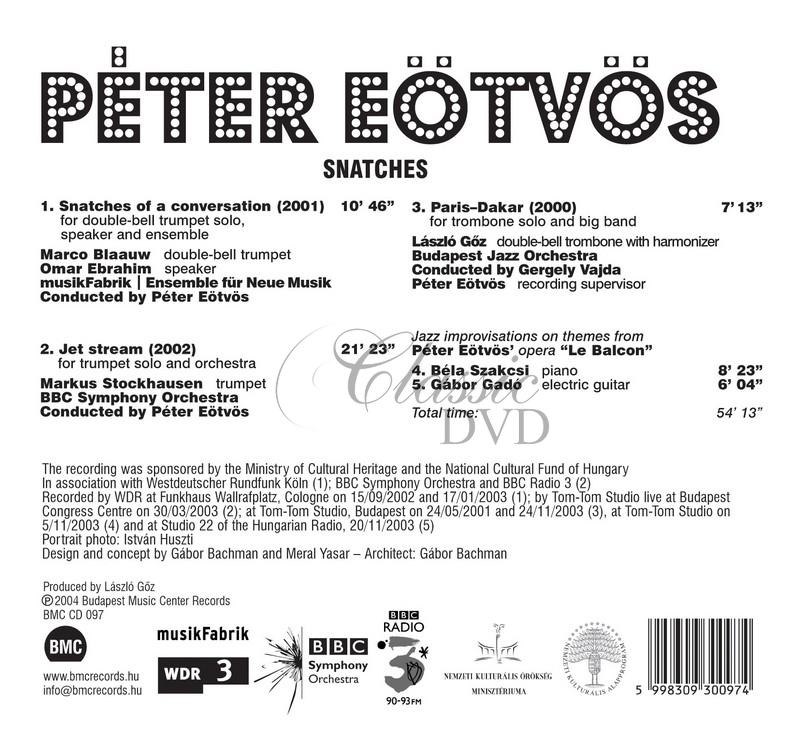 Peter Eotvos - Snatches (CD)