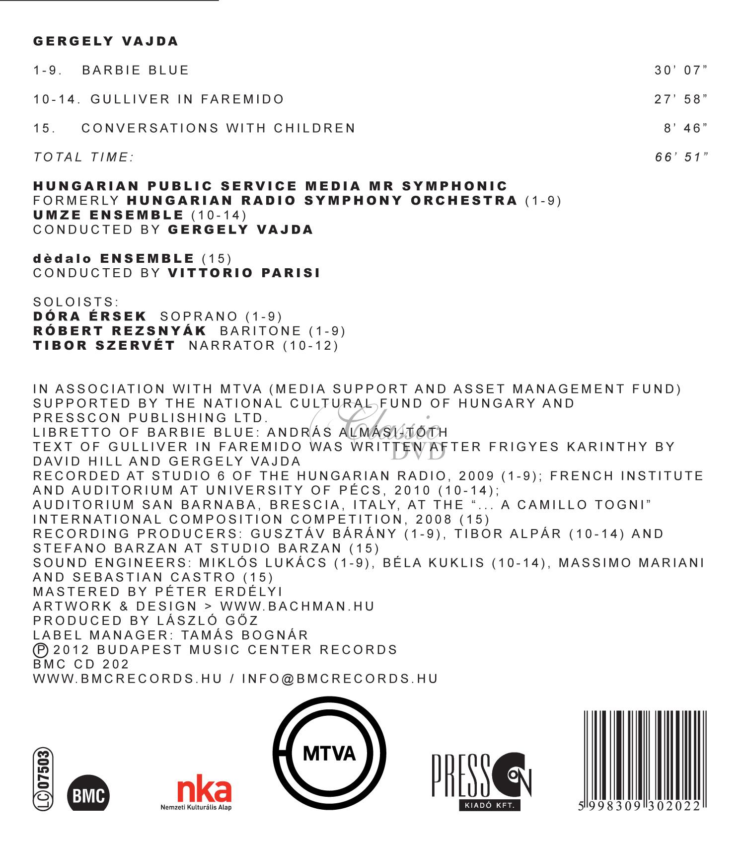 Gergely Vajda - Barbie Blue / Gulliver in Faremido / Conversation with Children (CD)