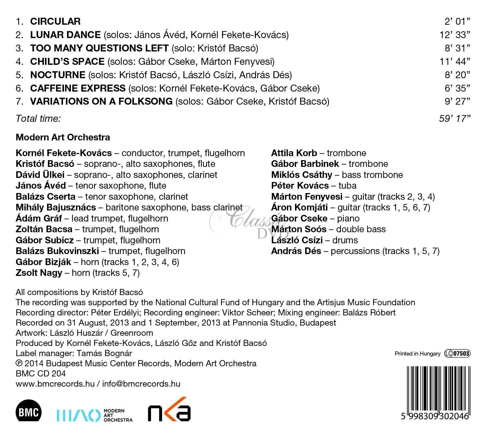 Modern Art Orchestra plays the music of Kristóf Bacsó - Circular (CD)