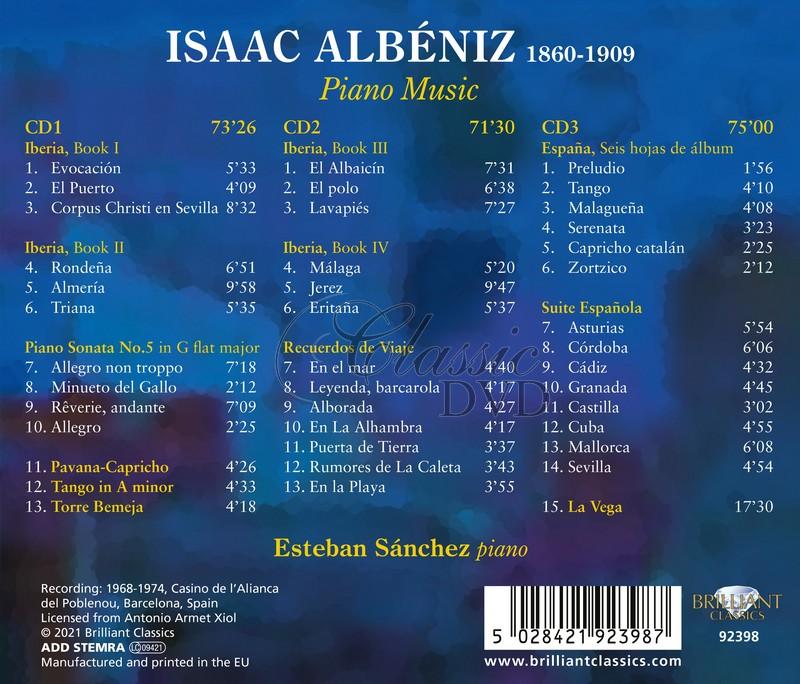 Albéniz: Piano Music: Iberia, España, Recuerdos de viaje, Sonata No.5. Esteban Sánchez (3CD)