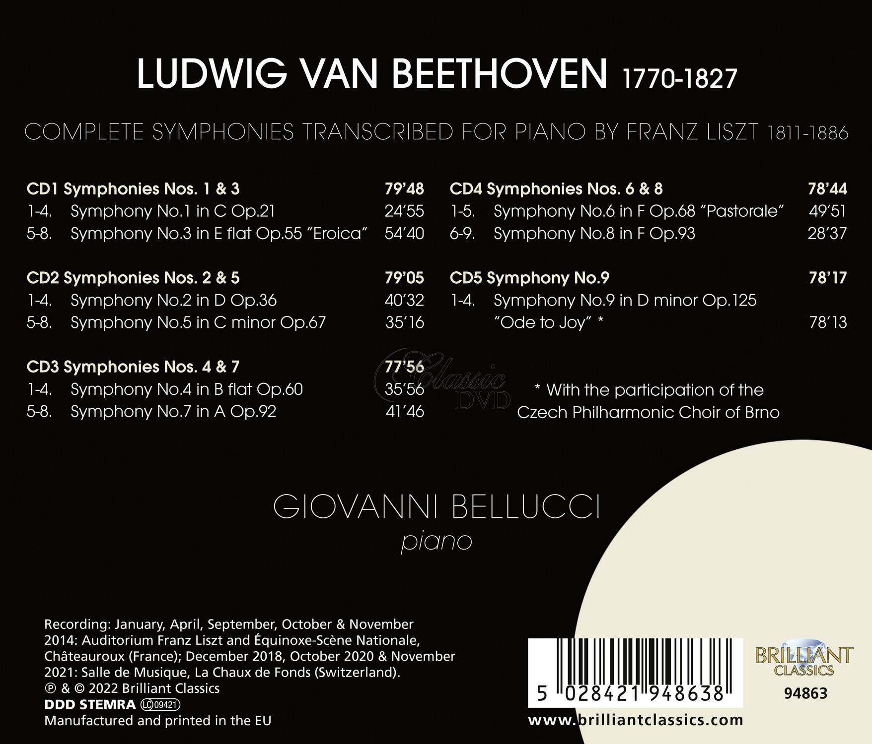 Beethoven: The 9 Symphonies Transcribed for Piano by Liszt (5CD)