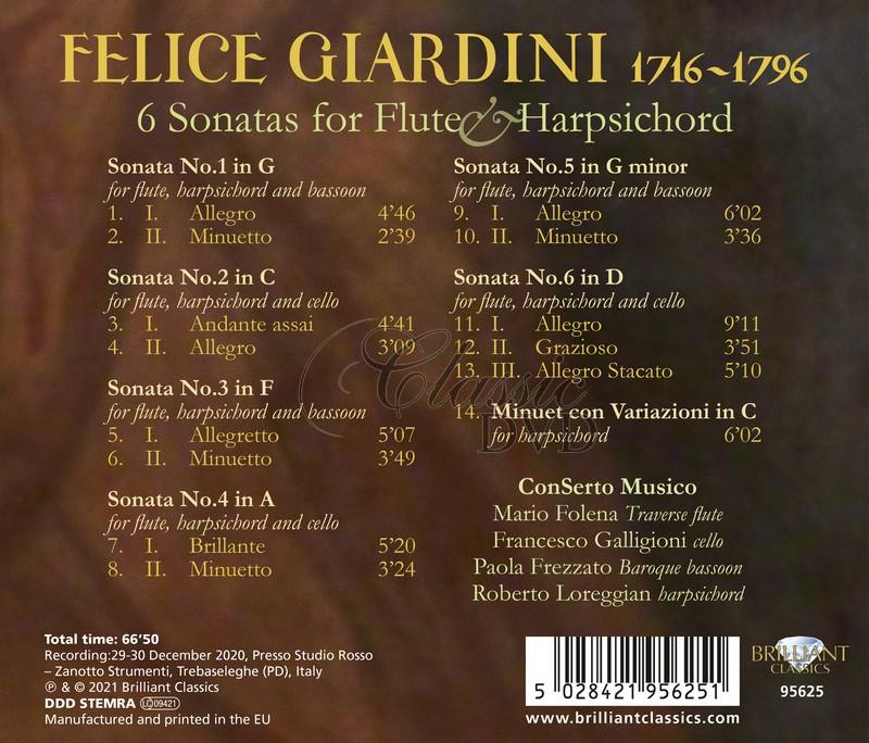 Giardini: 6 Sonatas for Flute & Harpsichord (CD)