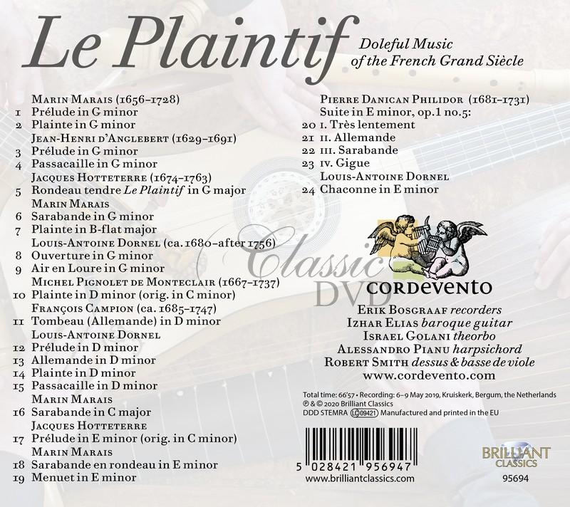 Le Plaintif - Doleful Music of the French Grand Siecle / Cordevento, Erik Bosgraaf (CD)