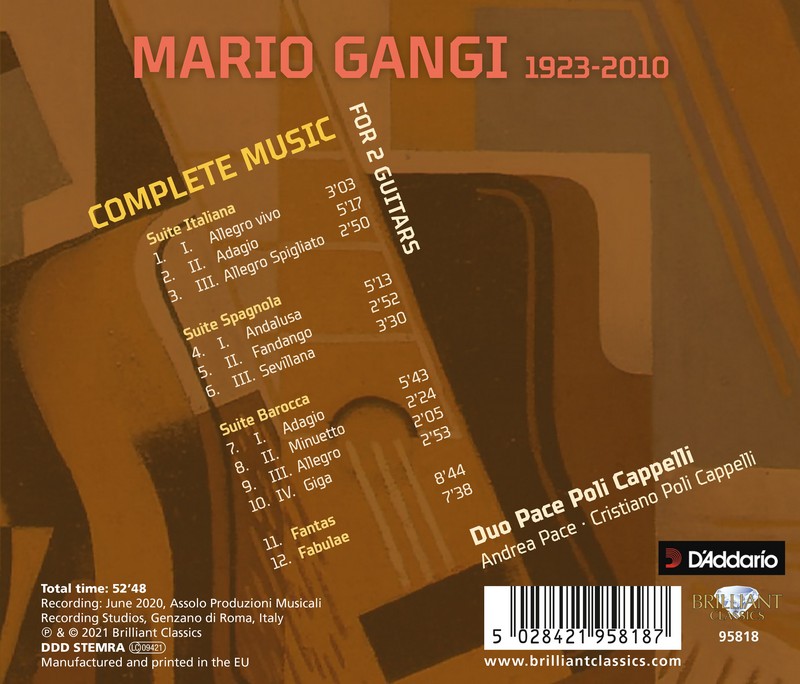 Gangi: Complete Music for 2 Guitars. Duo Pace Poli Cappelli, Andrea Pace, Cristiano Poli Cappelli (CD)