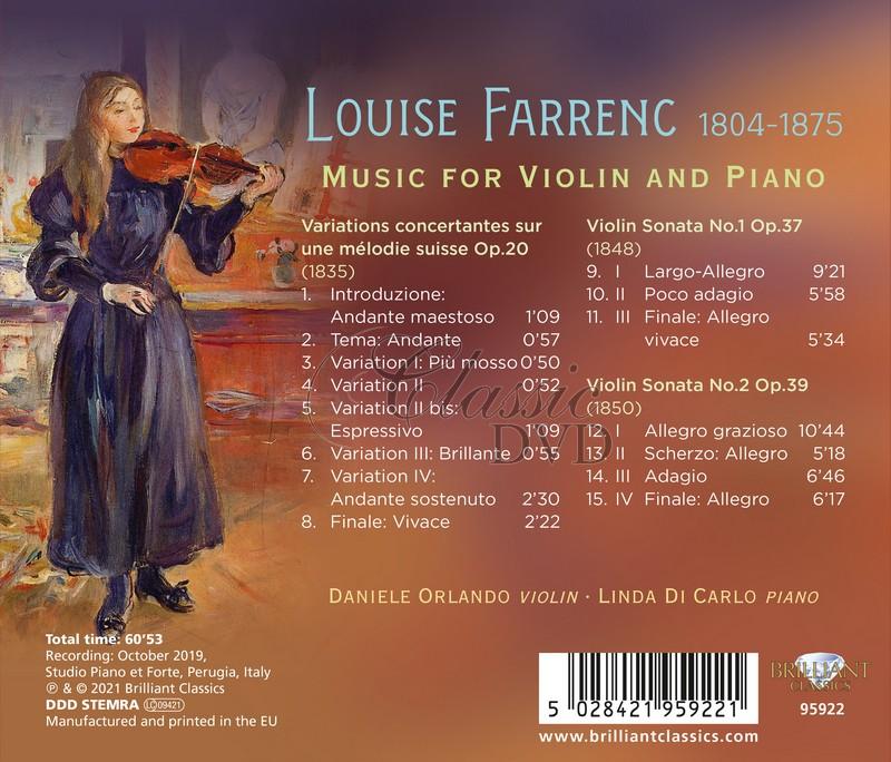 Farrenc: Music for Violin & Piano. Daniele Orlando, Linda Di Carlo (CD)