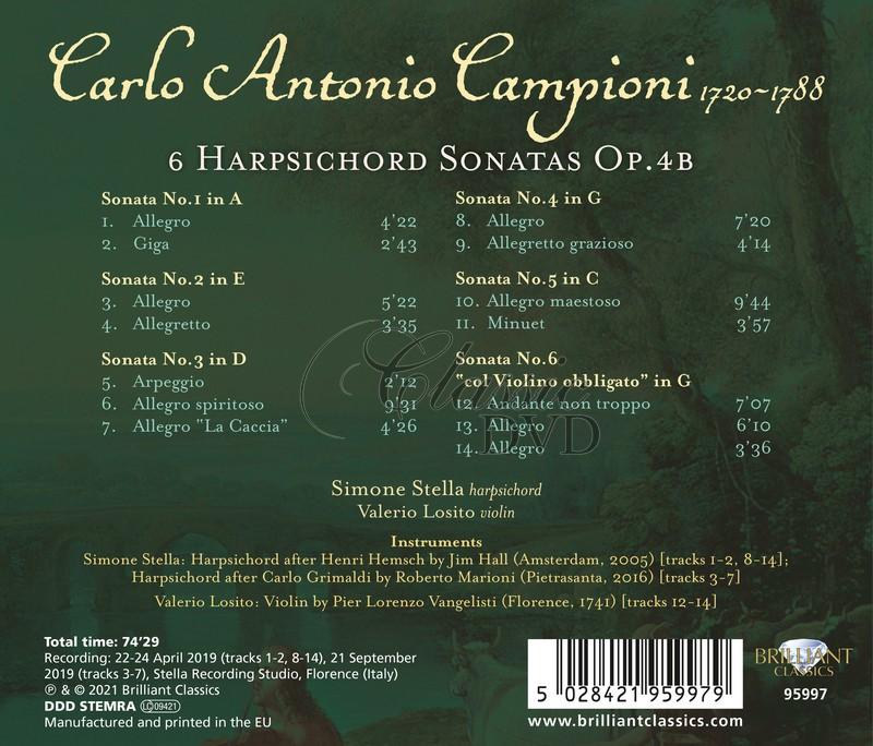 Carlo Antonio Campioni: 6 Harpsichord Sonatas Op.4B (CD)