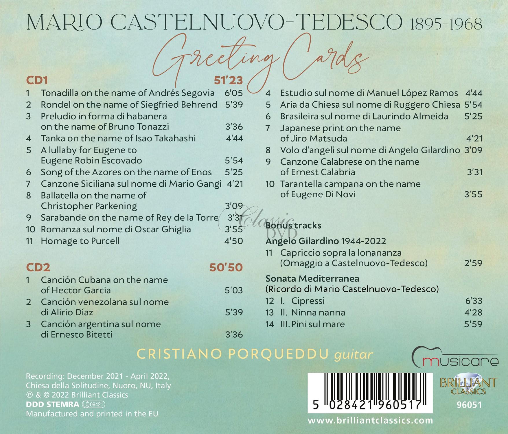 Castelnuovo-Tedesco: 21 Greeting Cards (2CD)