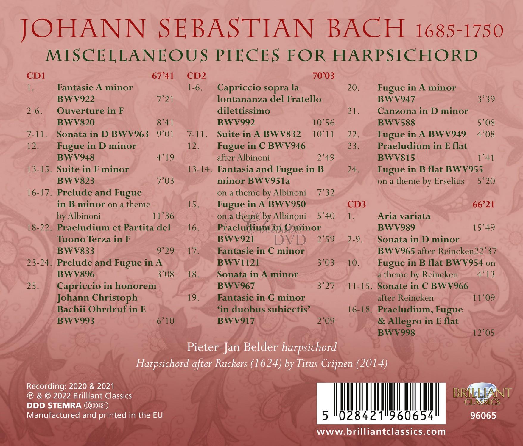J.S. Bach: Miscellaneous Pieces for Harpsichord (3CD)