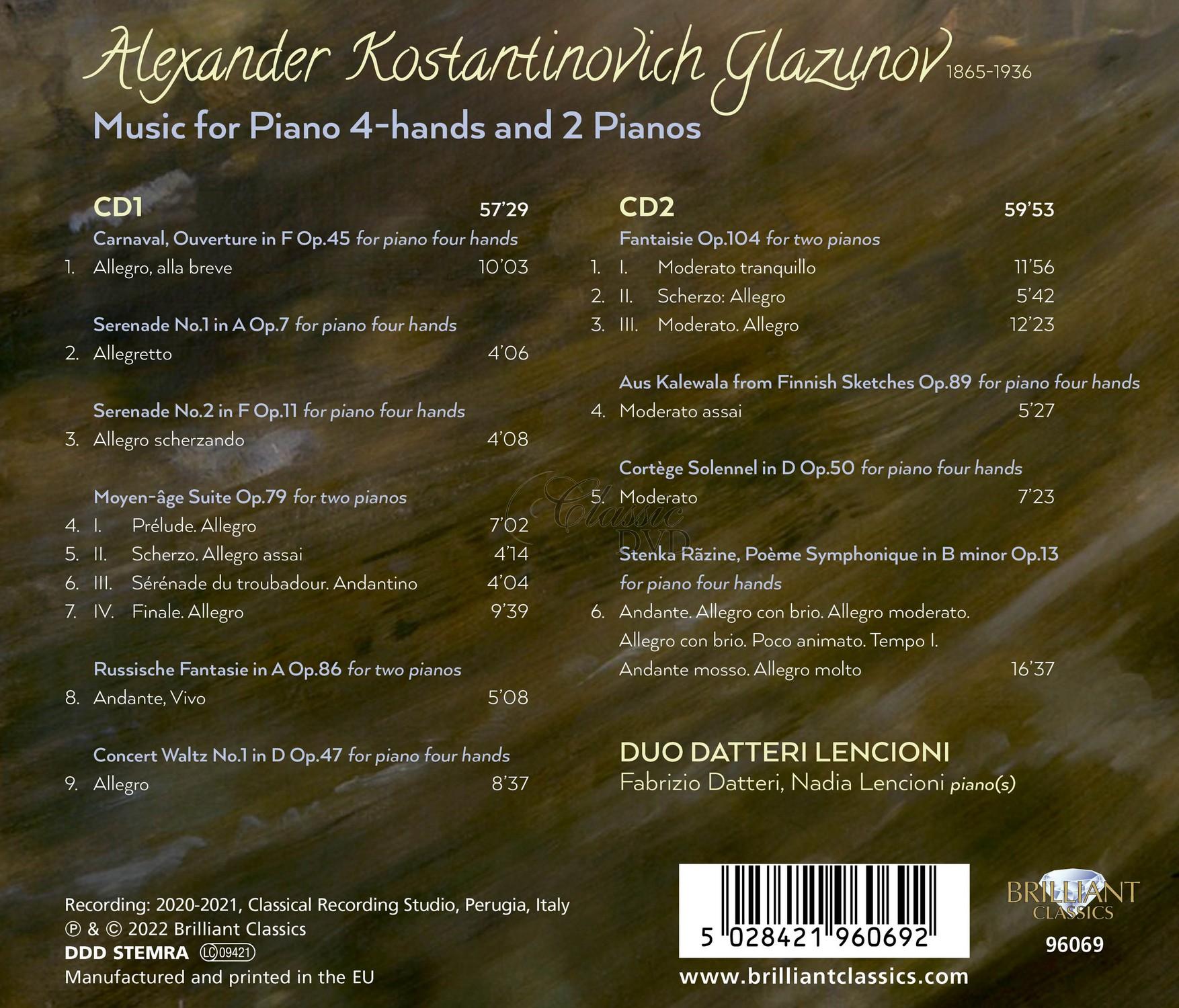 Glazunov: Music for Piano 4-hands and 2 Pianos (2CD)