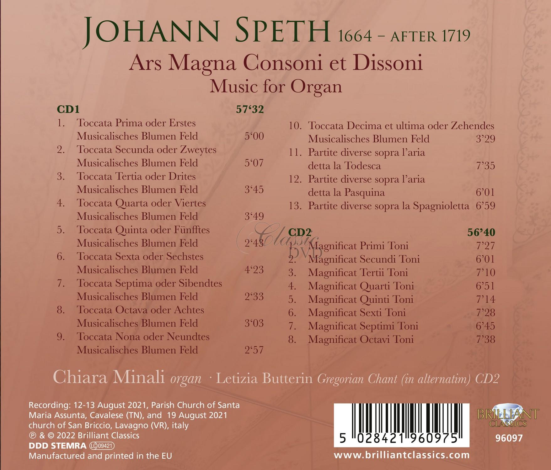 Speth: Ars Magna Consoni et Dissoni, Music for Organ (2CD)