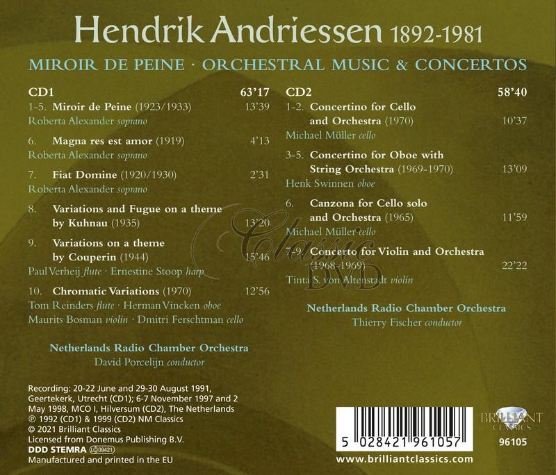 Andriessen: Miroir de Peine, Orchestral Music & Concertos (2CD)
