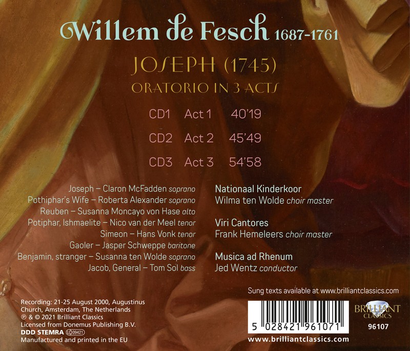 Willem De Fesch - Joseph Oratorio (3CD)