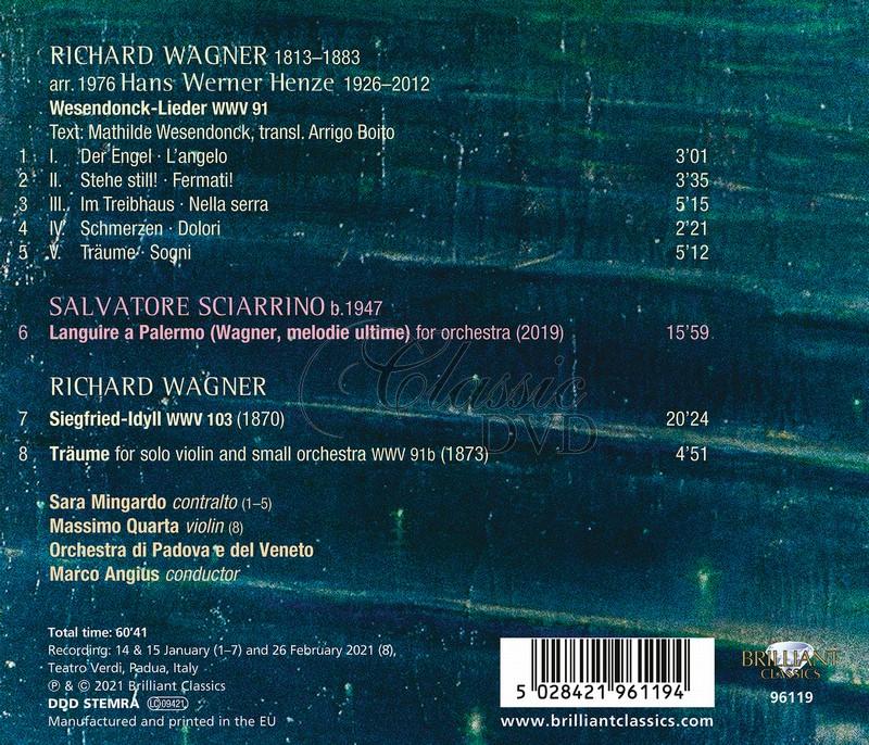 Wagner: Wesendonck Lieder (arr. Henze), Siegfried Idyll, Träume; Sciarrino: Languire a Palernmo  (CD)