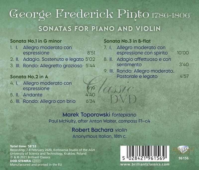 Pinto: Sonatas for Piano and Violin; Marek Toporowski, Robert Bachara (CD)
