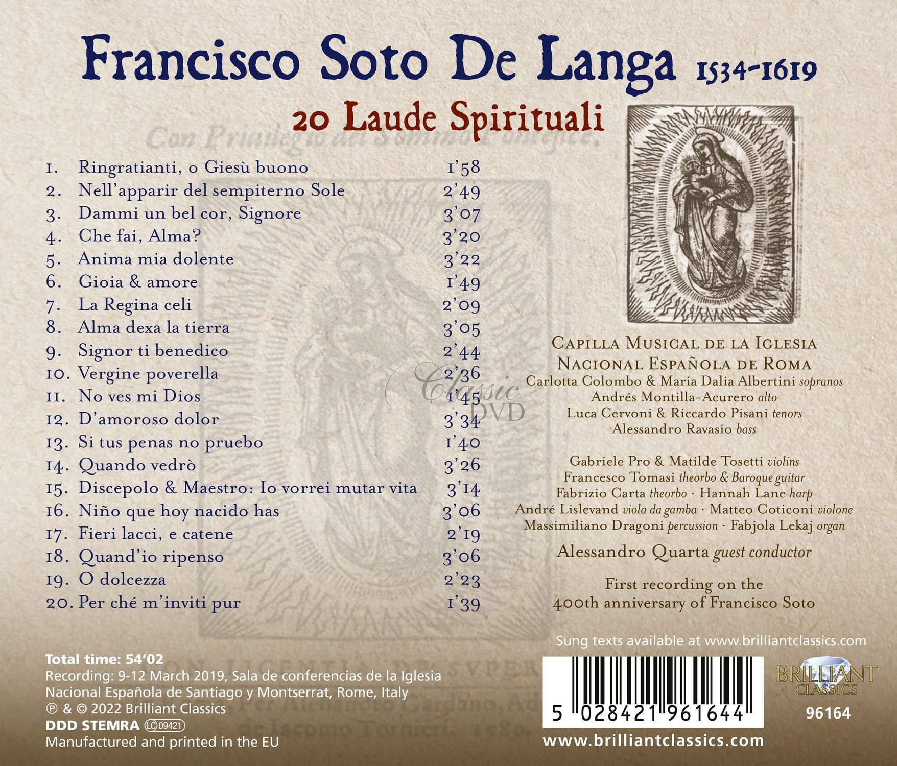 Francisco Soto De Langa: 20 Laude Spirituali (CD)