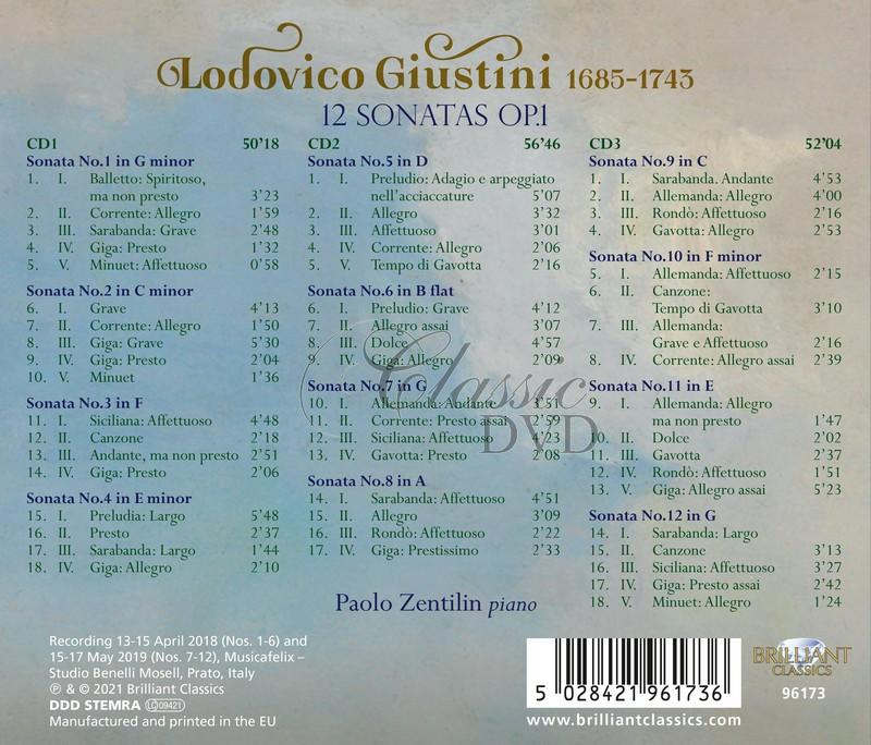 Giustini: 12 Sonatas Op.1; Paolo Zentilin (3CD)