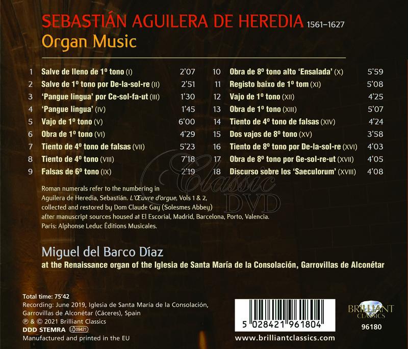 Aguilera de Heredia: Organ Music. Miguel Del Barco Díaz (CD)