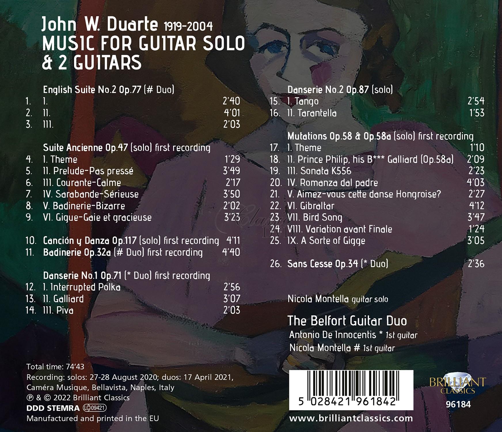 Duarte: Music for Guitar Solo and 2 Guitars, Vol. 1 (CD)