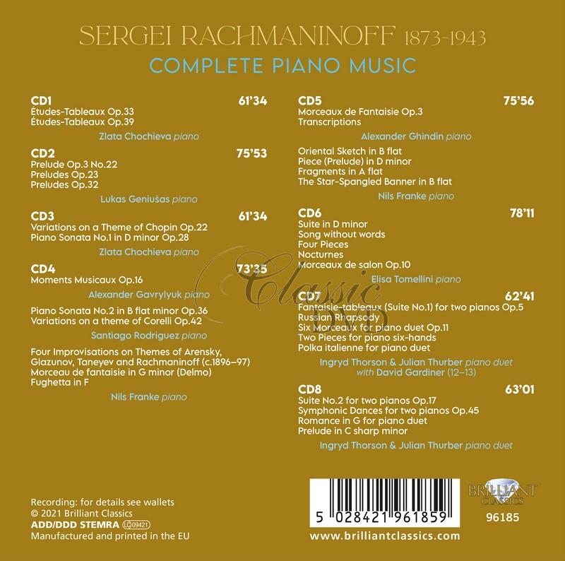 RACHMANINOV Rachmaninoff - Complete Piano Music (8CD)