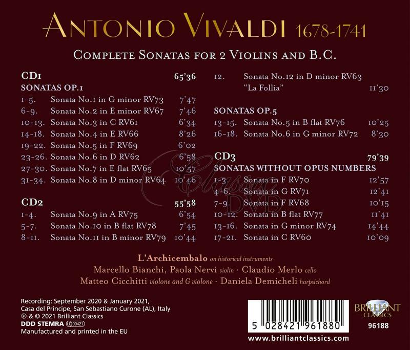 Vivaldi: Complete Sonatas for 2 Violins and B.C. (3CD)