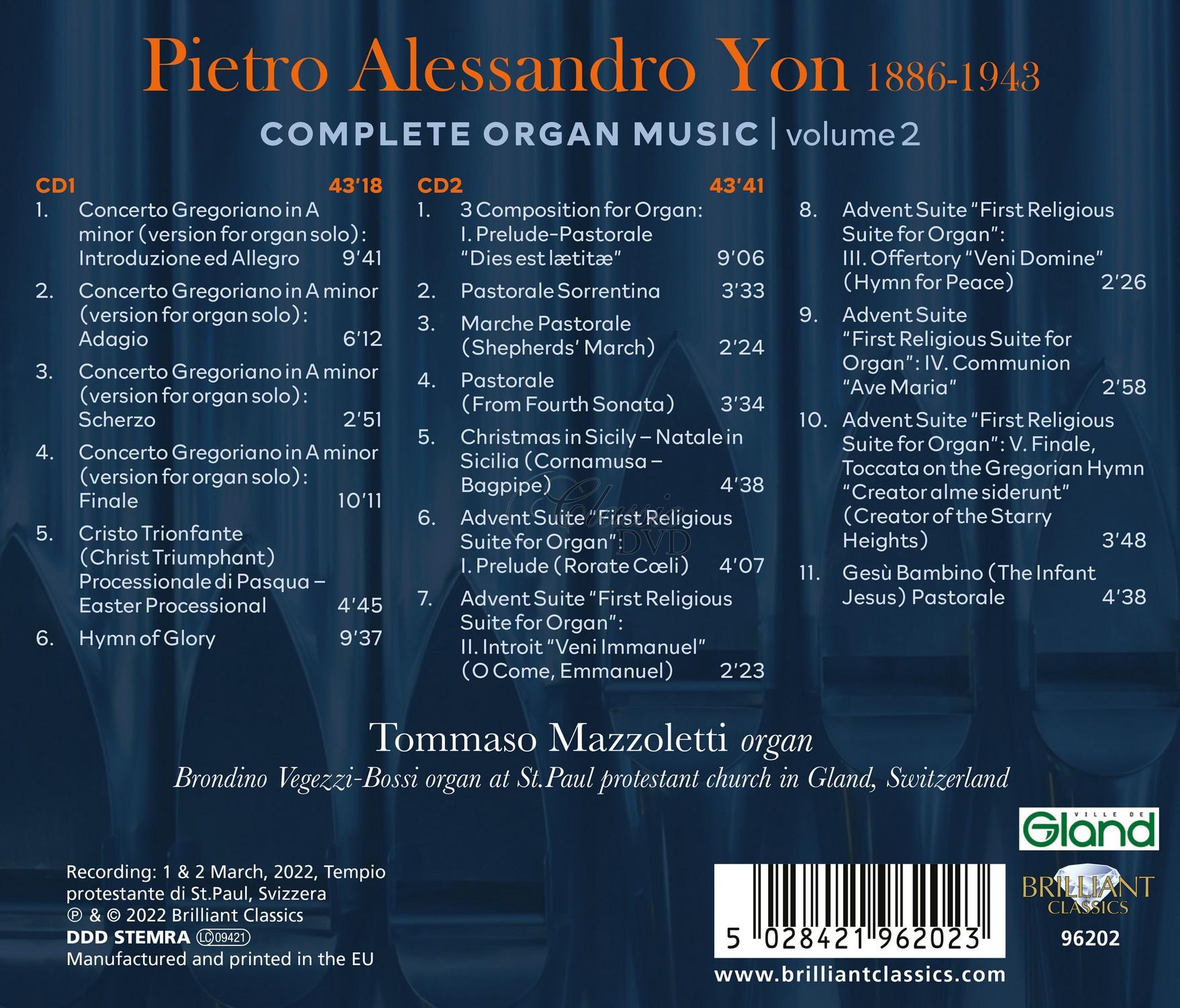 Yon: Complete Organ Music, vol.2, Liturgical and Christmas compositions (2CD)