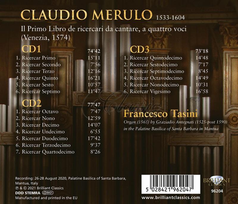 Merulo: Organ Music Il Primo Libro de ricercari da cantare a quattro voci (3CD)