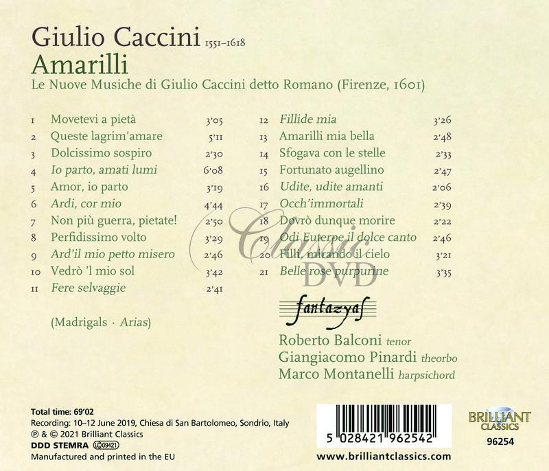 Caccini: Amarilli, Le Nuove Musiche, 1601 (CD)