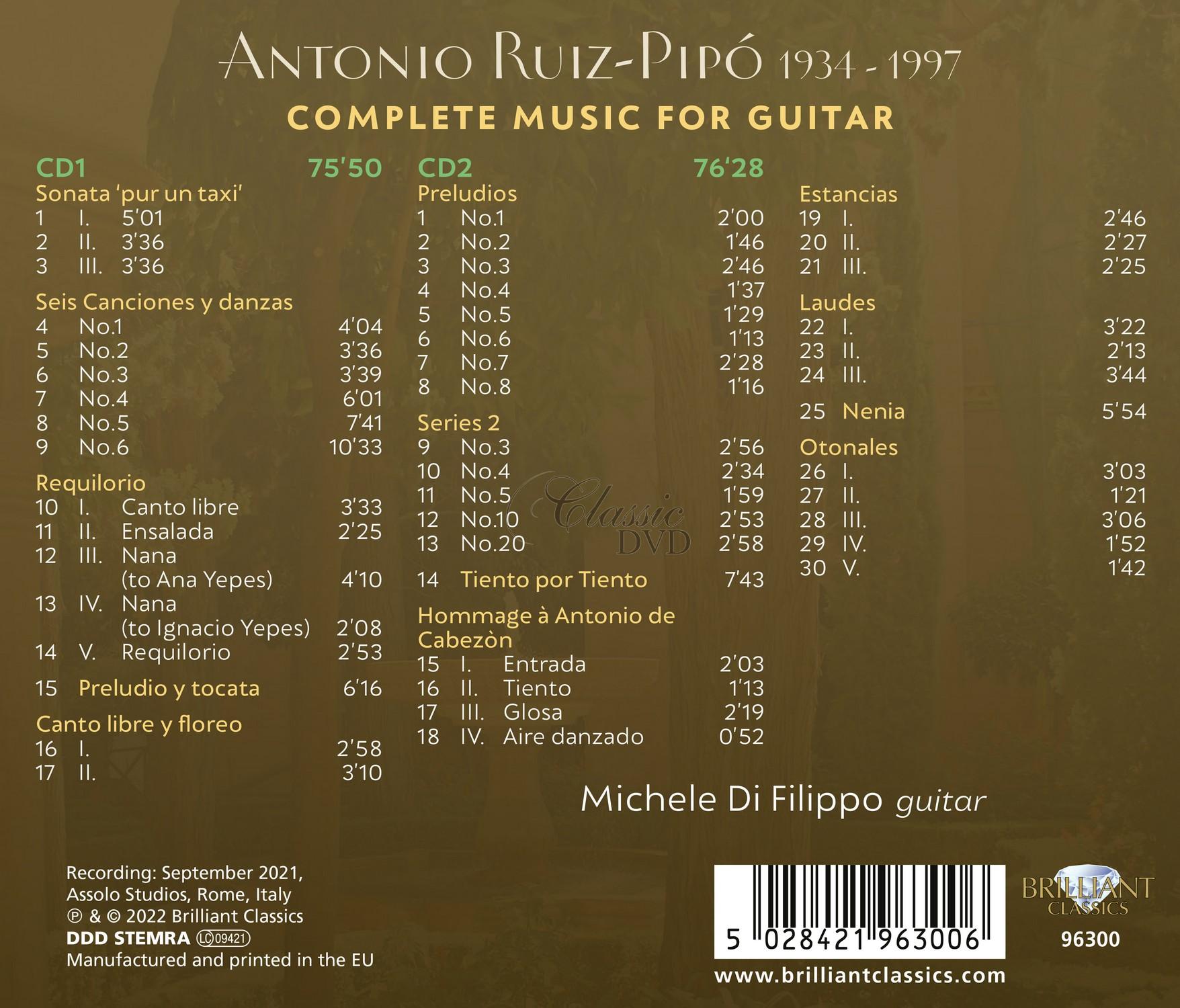 Ruiz-Pipó: Complete Music for Guitar (2CD)