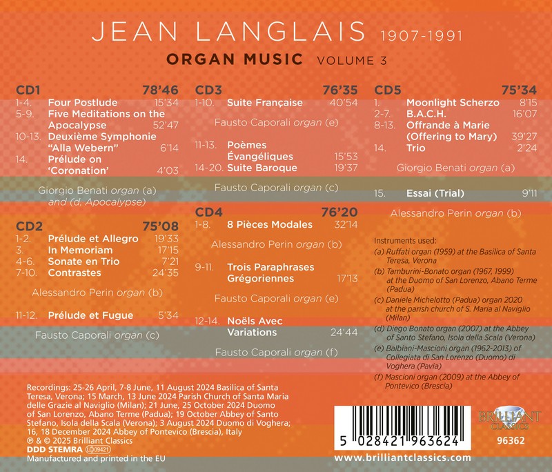 Langlais: Organ Music, Volume 3 (5CD)