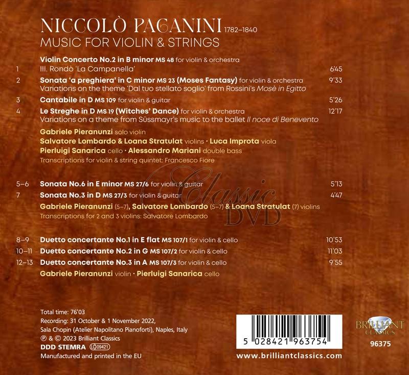 Paganini: Music for Violin & Strings (CD)