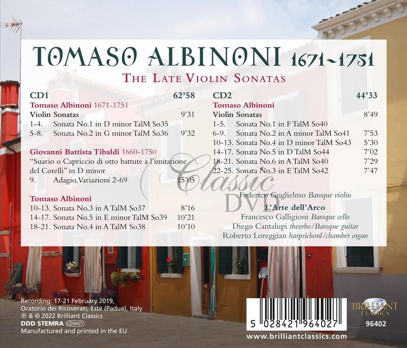 Albinoni: The Late Violin Sonatas . Federico Guglielmo. L’Arte Dell’Arco (2CD)