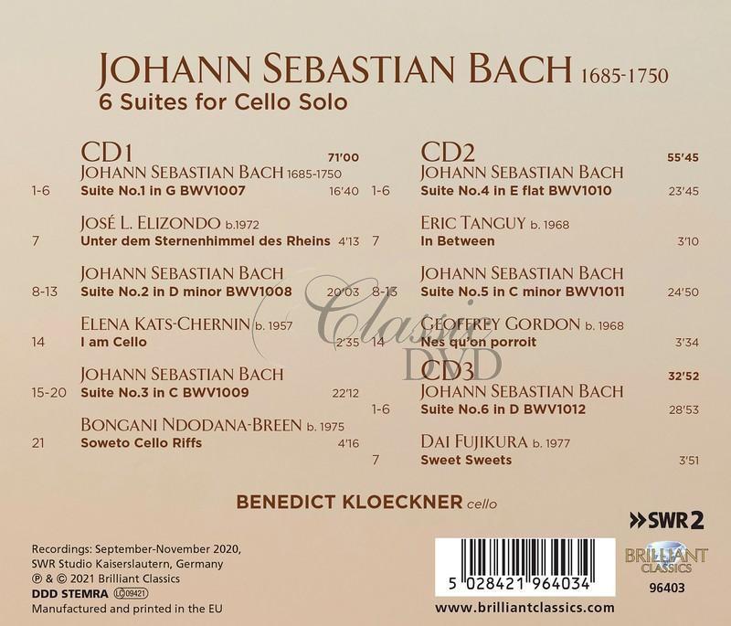 JS Bach: 6 Suites for Cello Solo BWV 1007-1012. Benedict Kloeckner (3CD)