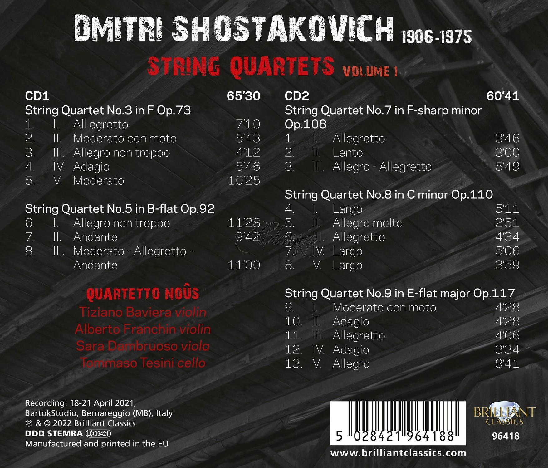 Shostakovich: String Quartets Vol. 1 (2CD)