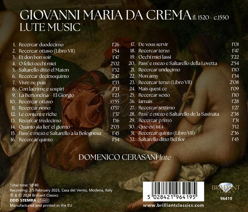 Giovanni Maria da Crema: Lute Music (CD)