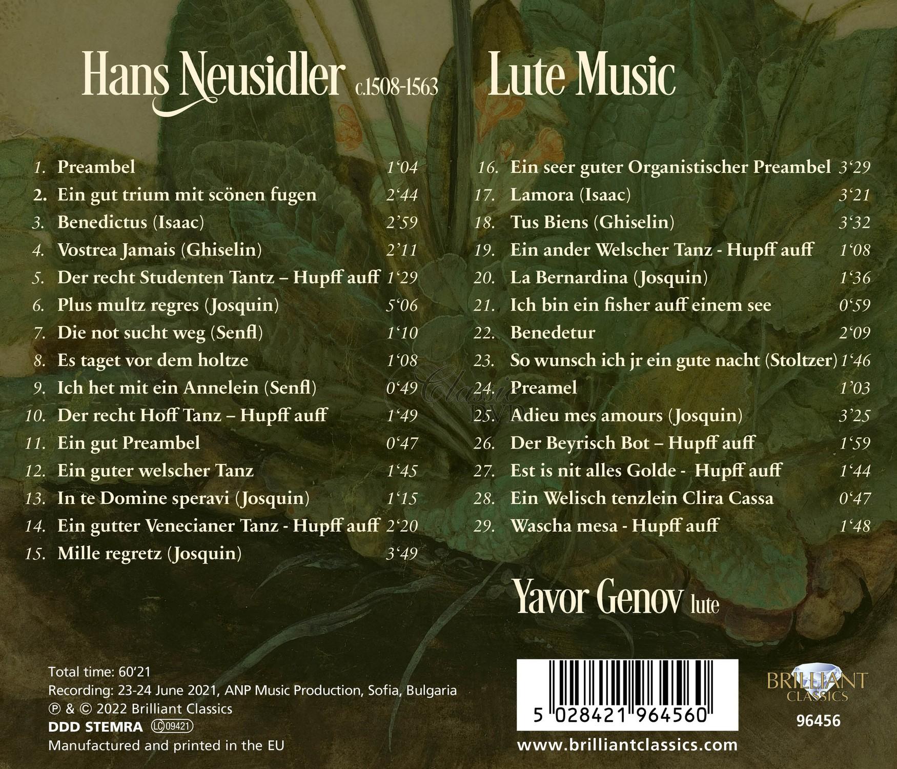 Hans Neusidler: Lute Music (CD)