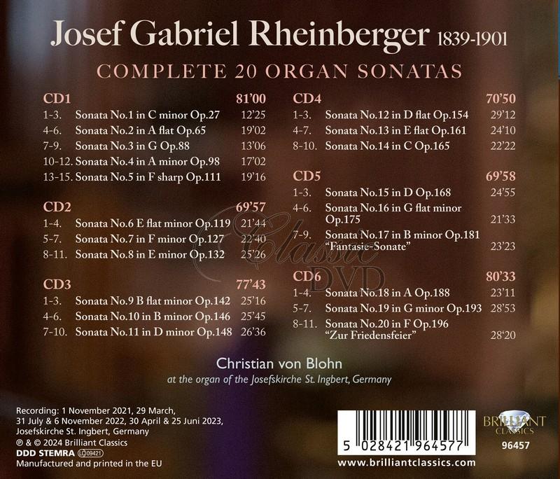 Josef Gabriel Rheinberger: Complete 20 Organ Sonatas (6CD)