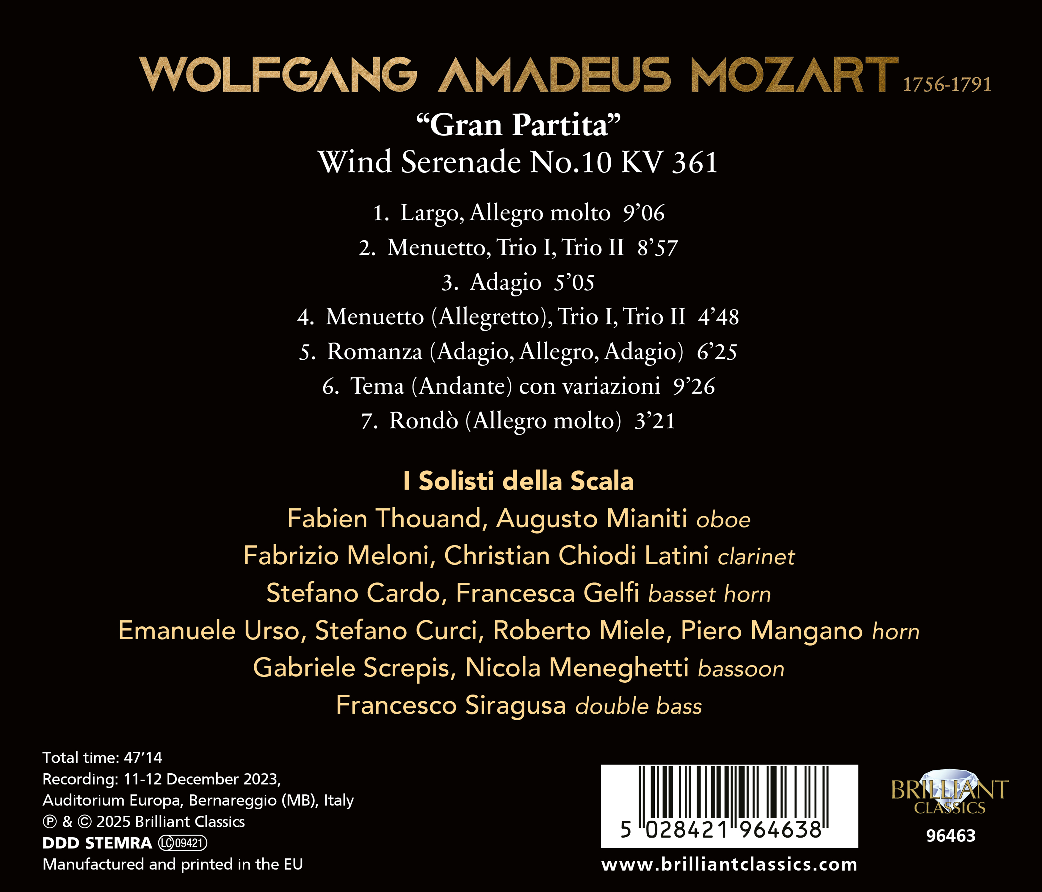 Mozart: Wind Serenade, KV. 361 'Gran Partita' (CD)