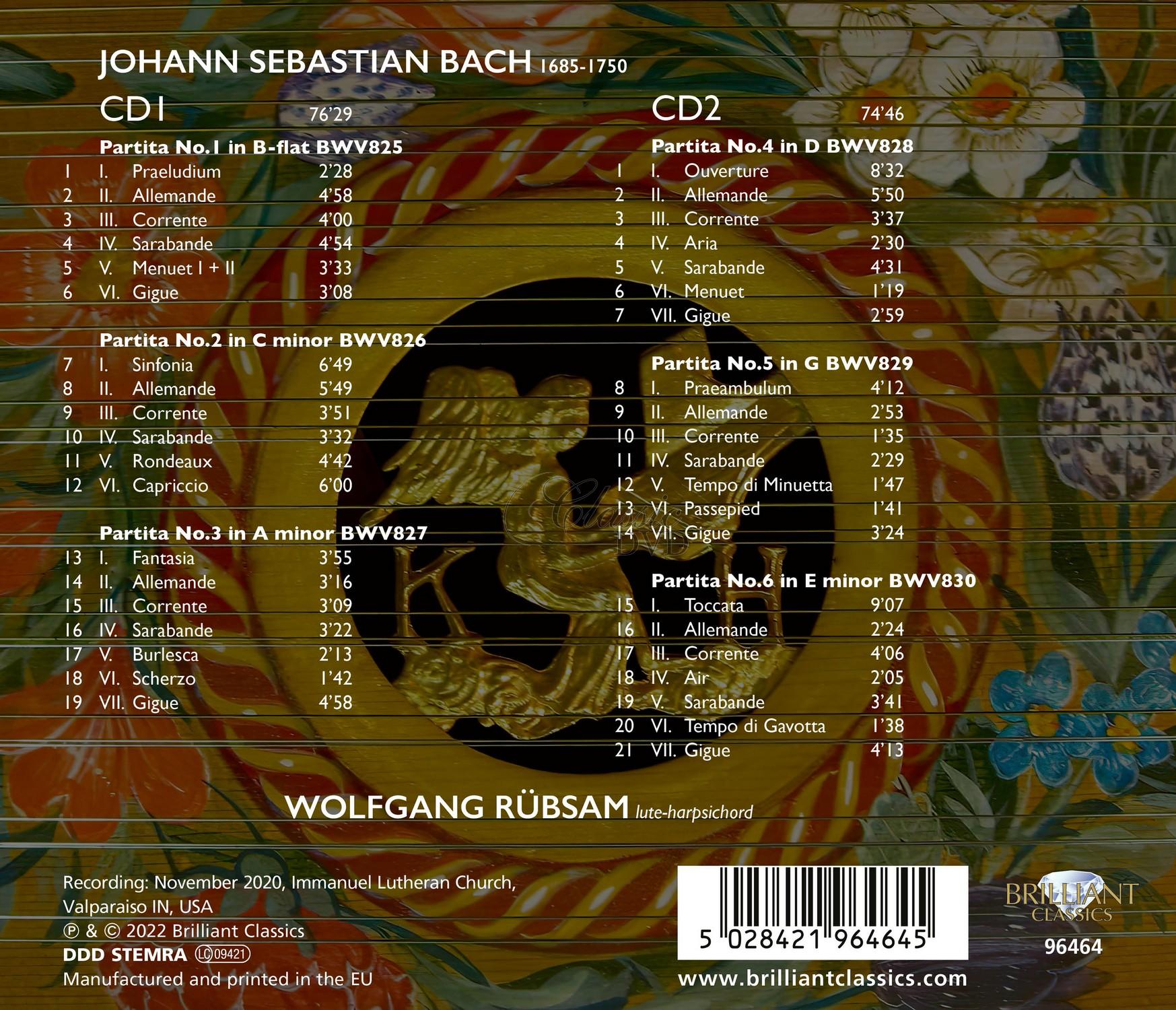 J.S. Bach: 6 Partitas BWV825-830 (2CD)