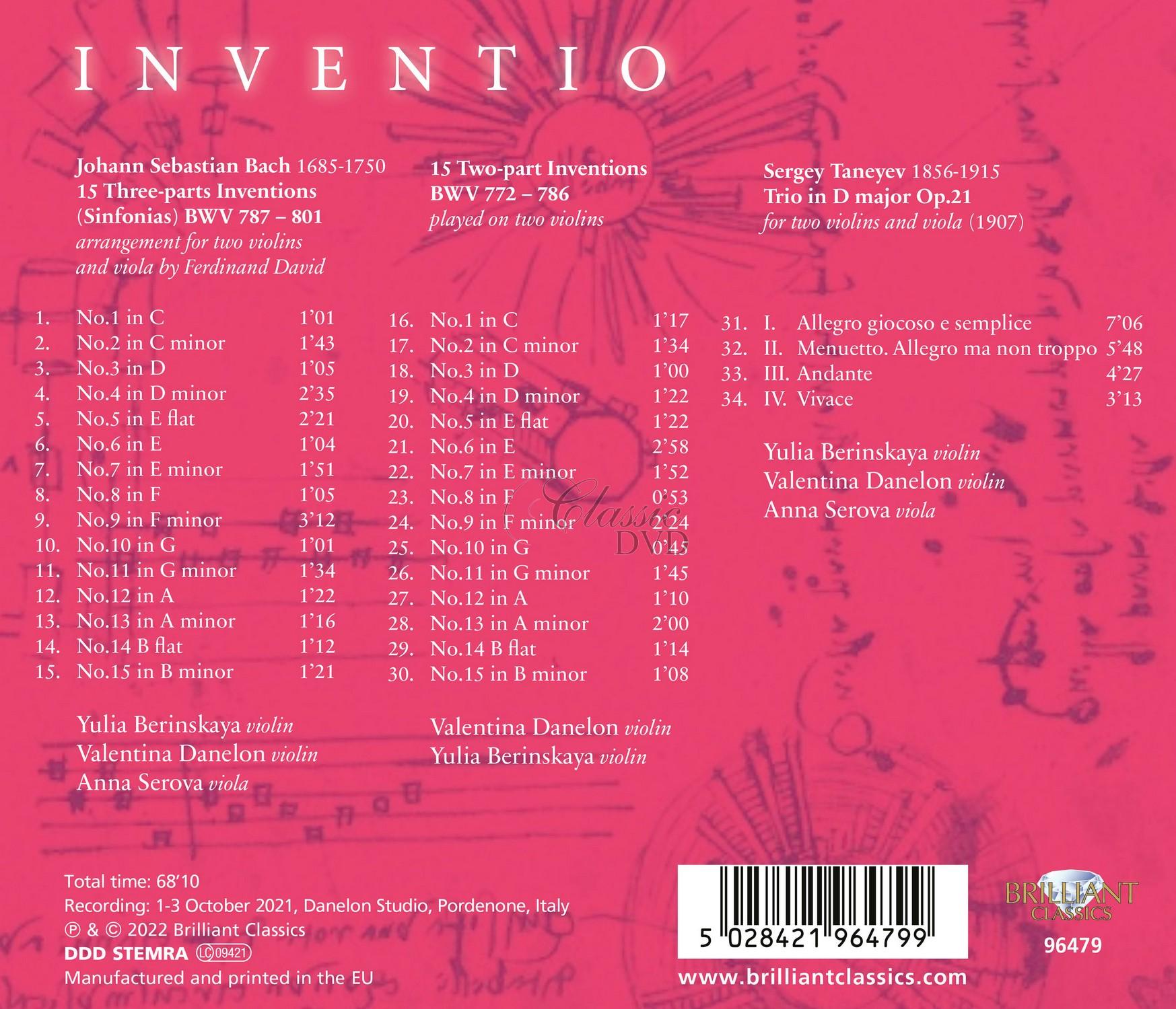 JS Bach, Taneyev: Inventio (CD)
