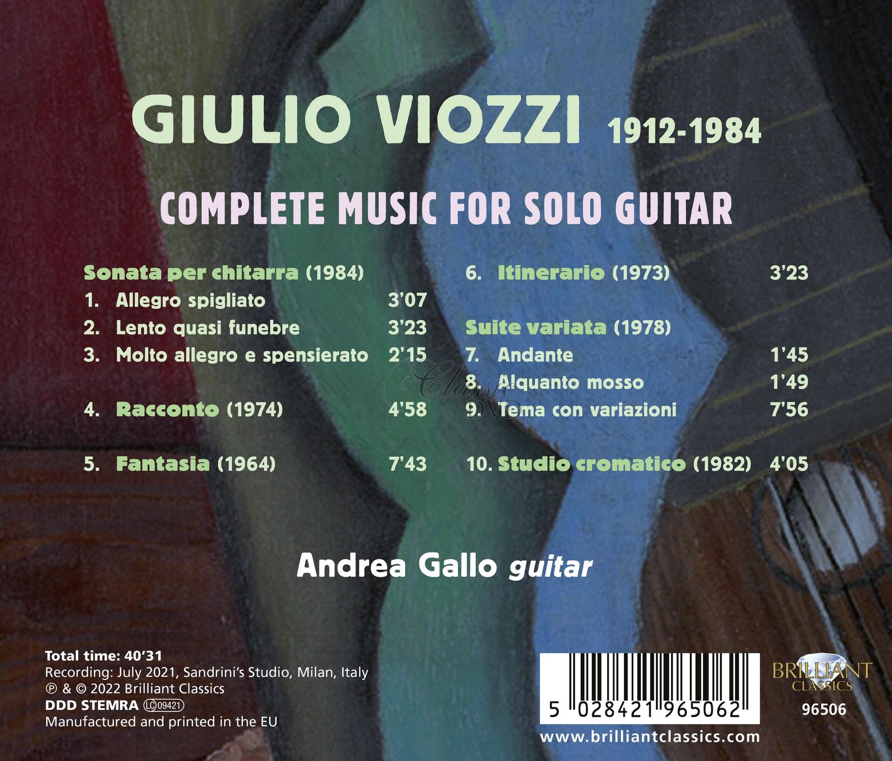 Viozzi: Complete Music for Solo Guitar (CD)