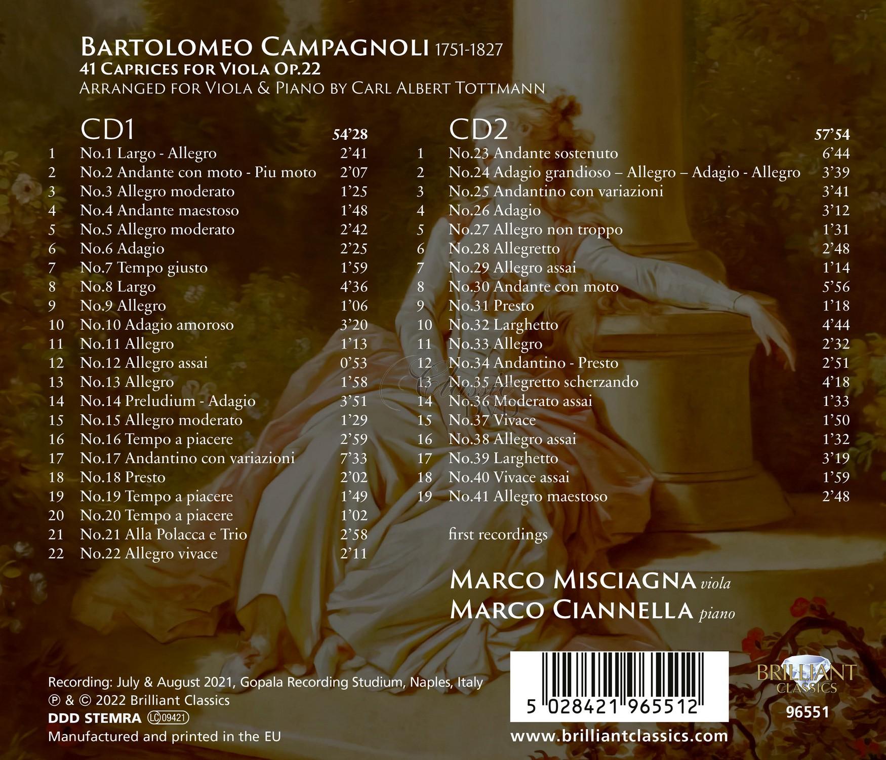 Campagnoli: 41 Caprices Op.22 (2CD)