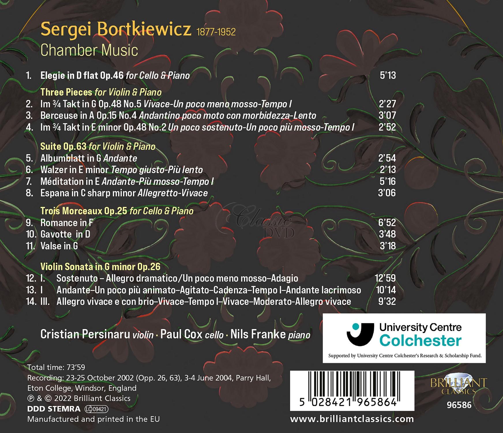 Bortkiewicz: Chamber Music (CD)