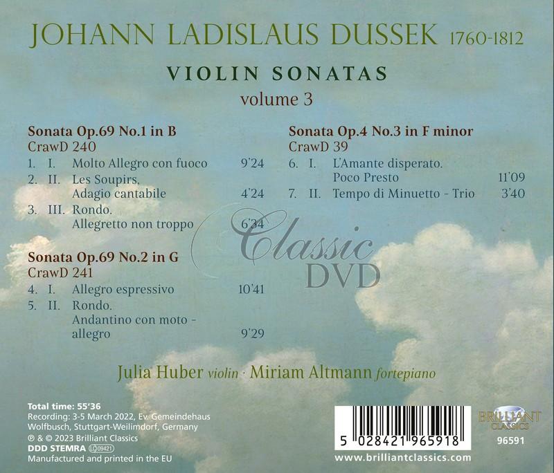 Johann Ladislaus Dussek: Violin Sonatas, volume 3 (CD)