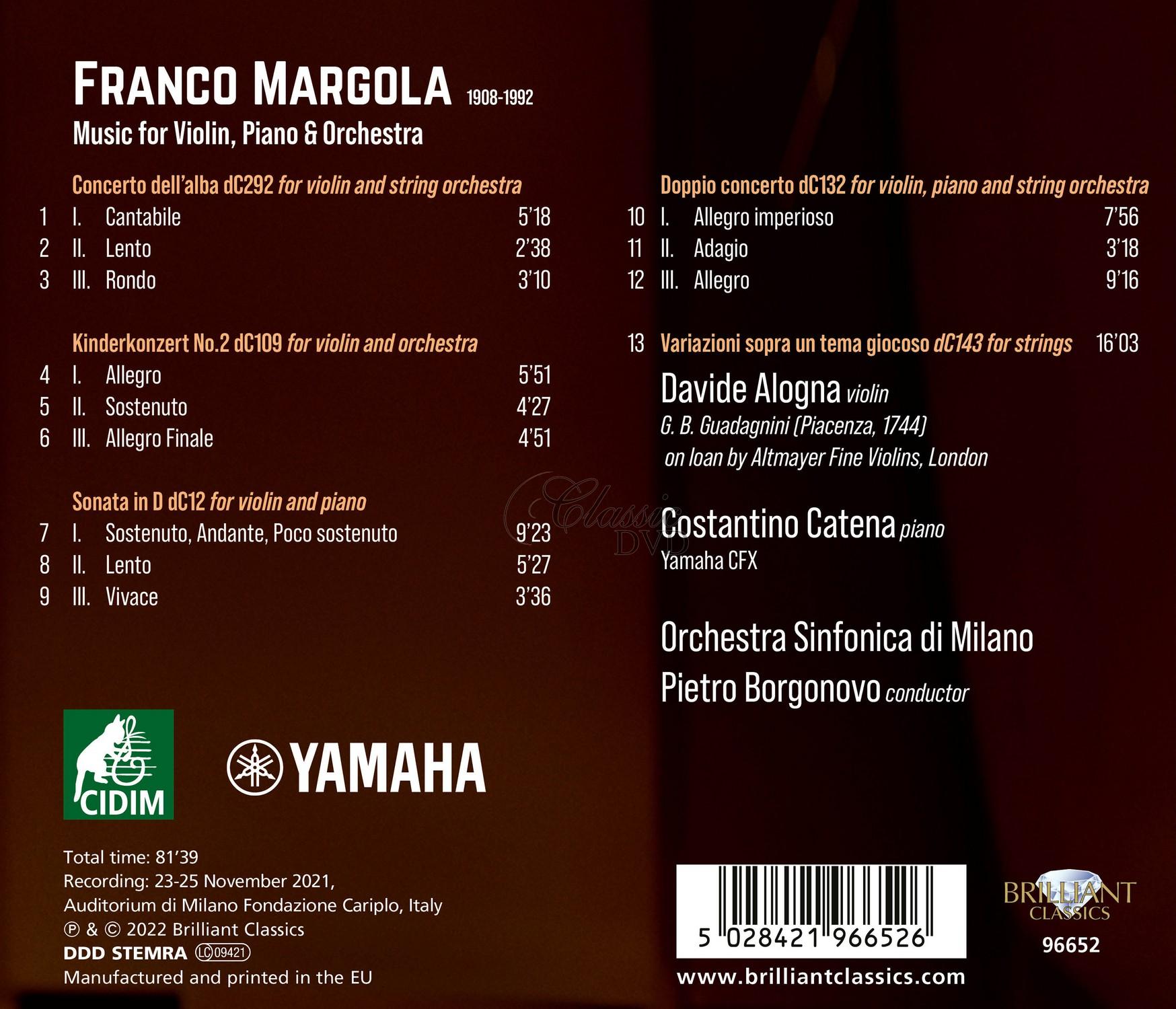 Margola: Music for Violin, Piano and Orchestra (CD)