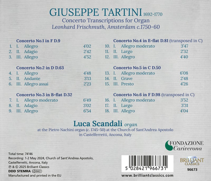 Tartini: Concerto Transcriptions for Organ (CD)