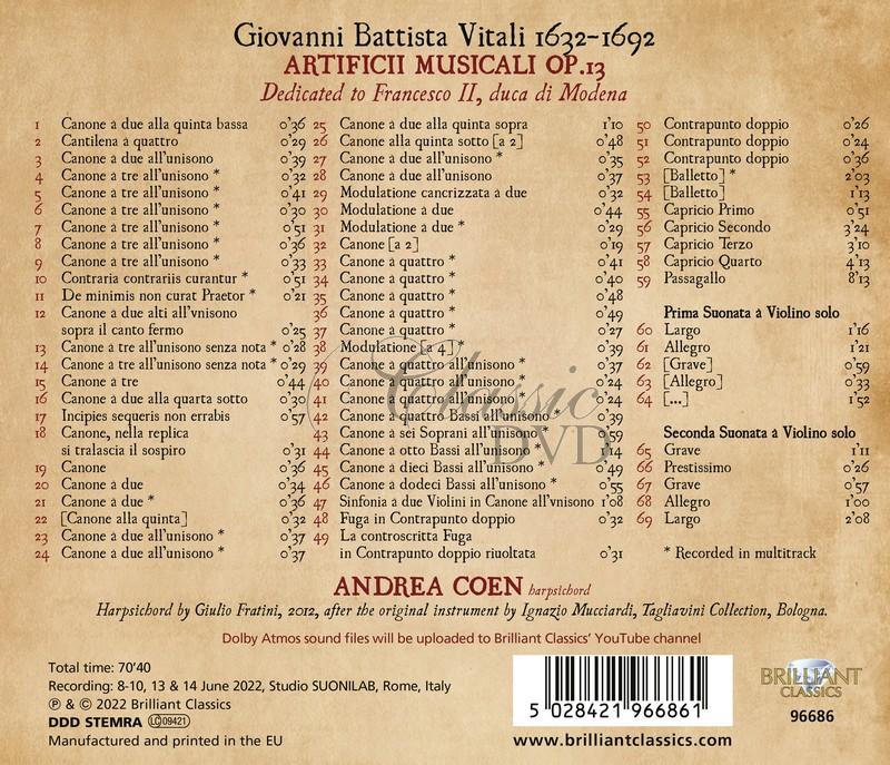 Giovanni Battista Vitali: Artificii Musicali Op.13 (CD)